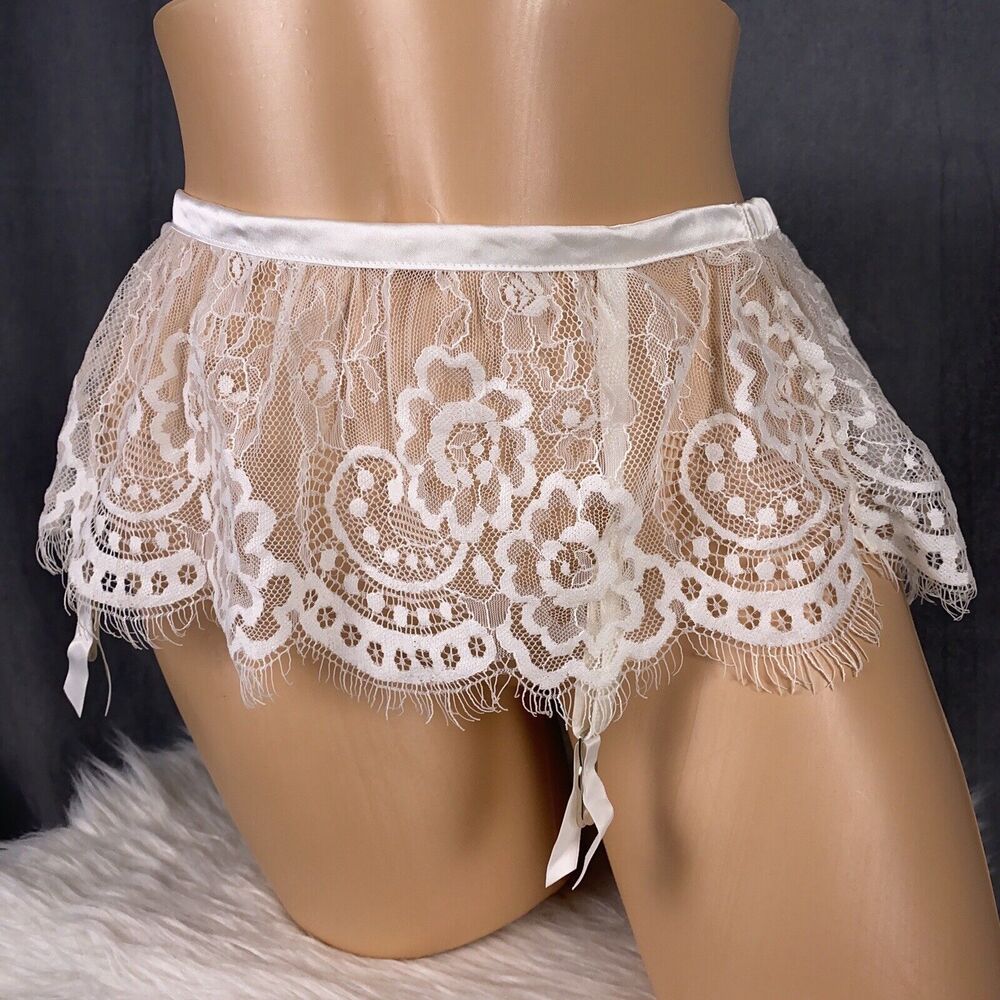 Vintage New Victoria's Secret Garter Belt Ribbon Tie Size XS Small Lace Wedding